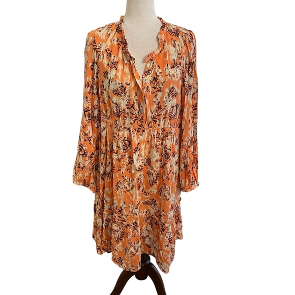 Frye Dresses & Skirts - FRYE Cadmium Orange Combo Ruffle Dress